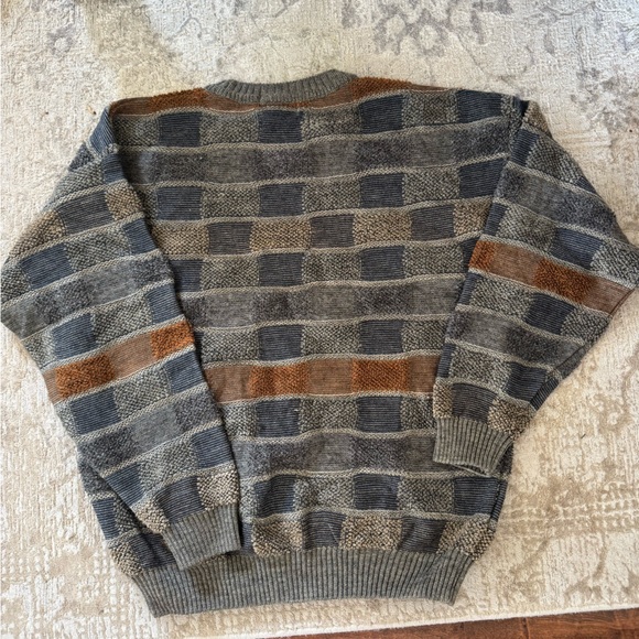 Vintage 90s Tosani Sweater Mens XL neutral Tan 3D Knit- M - Picture 2 of 4
